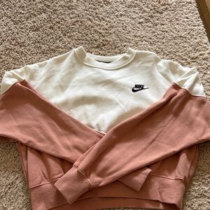 Nike White and Peach Sweatshirt